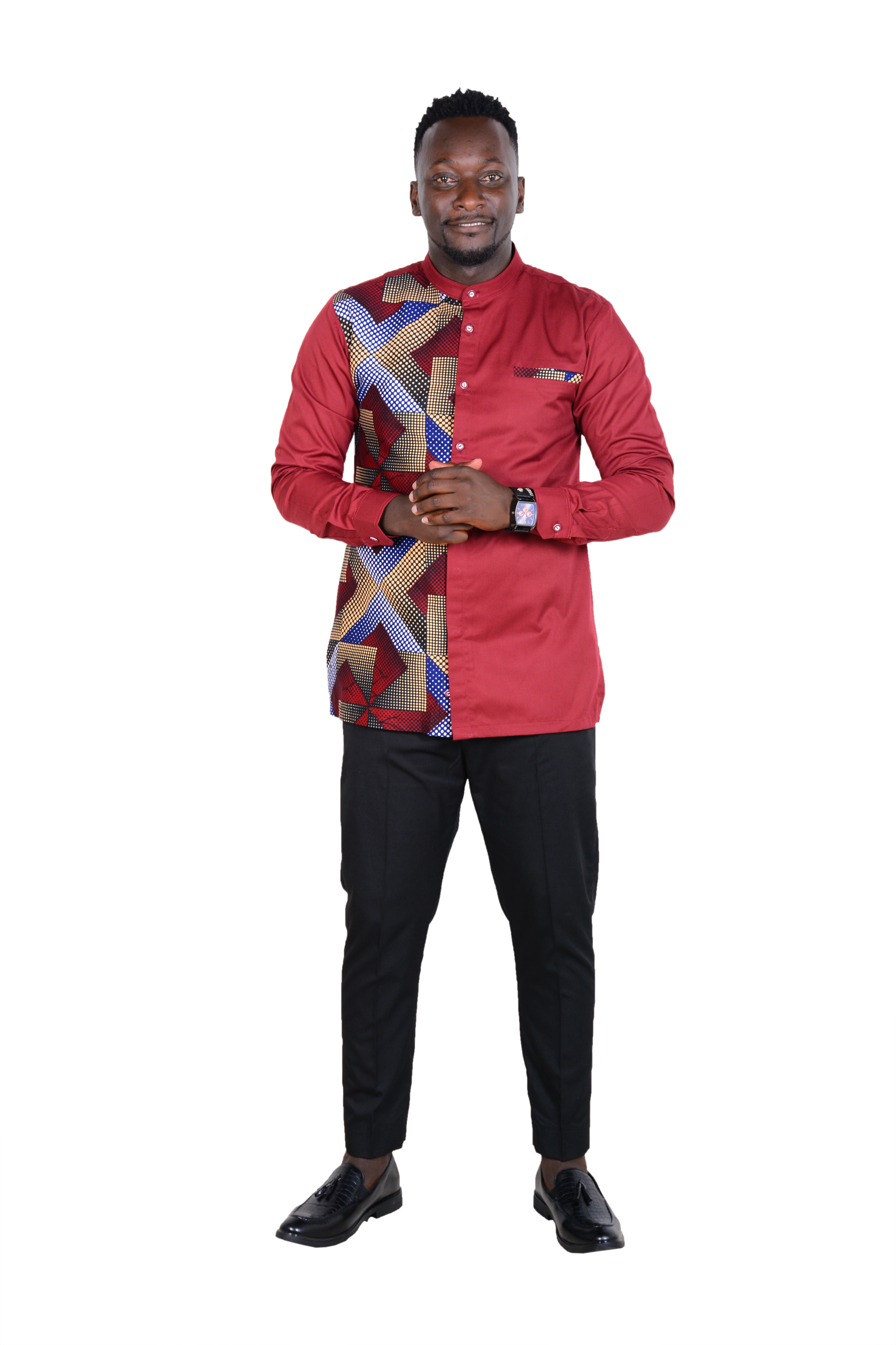 Timbuktu Texture-African Shirt-Maroon